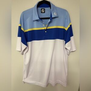 Men's Blue, Yellow, and White Polo Shirt